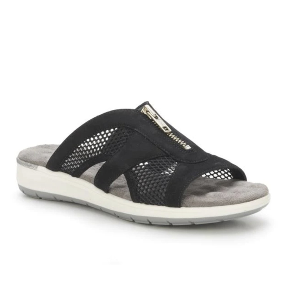 Walking Cradles Spiro Sandal Black Nubuck/Mesh Women's 8 NEW